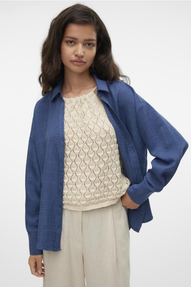 VMMELANEY QUEENY LS SHIRT WVN NOOS 10316389 Dark Denim/Melange